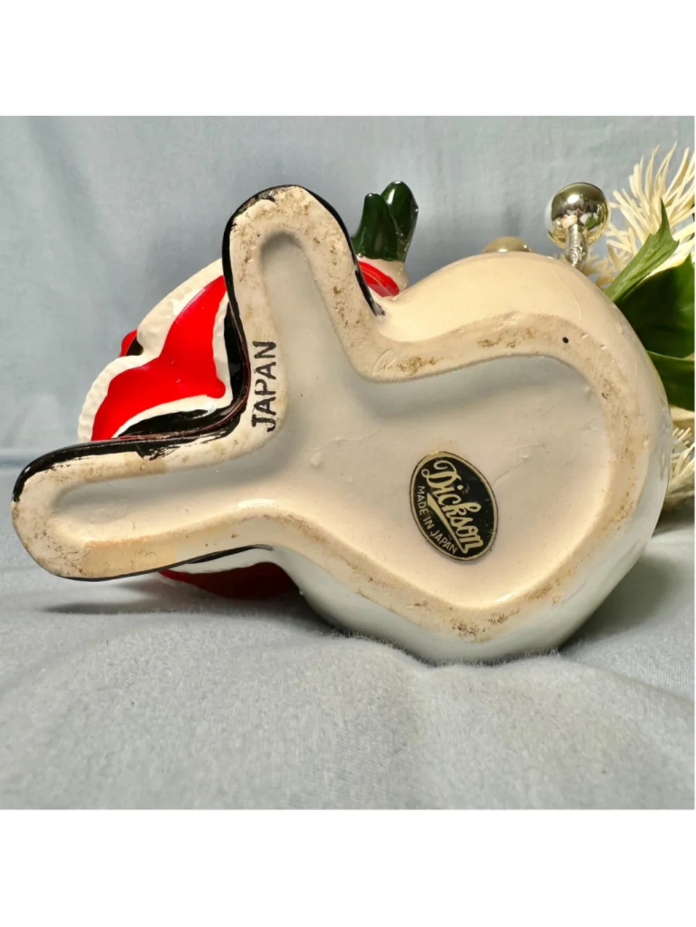 Vintage Mid Century Dickson Ceramic Santa with Original Christmas Arrangement